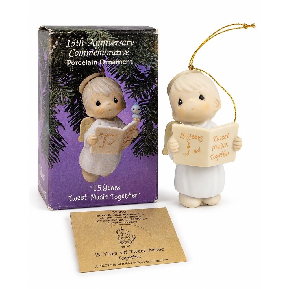 Precious Moments 15 Years Tweet Music Together Ornament 530840 1992 w/ Box
